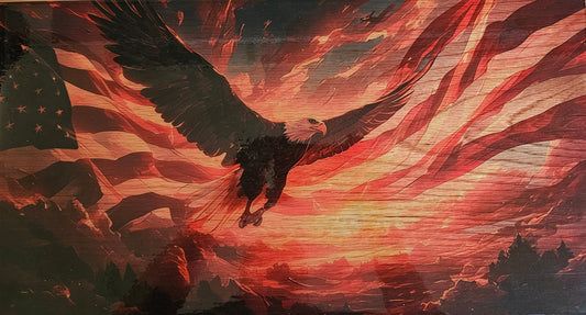 Eagle and Flag on Oak 11" x 20"🦅